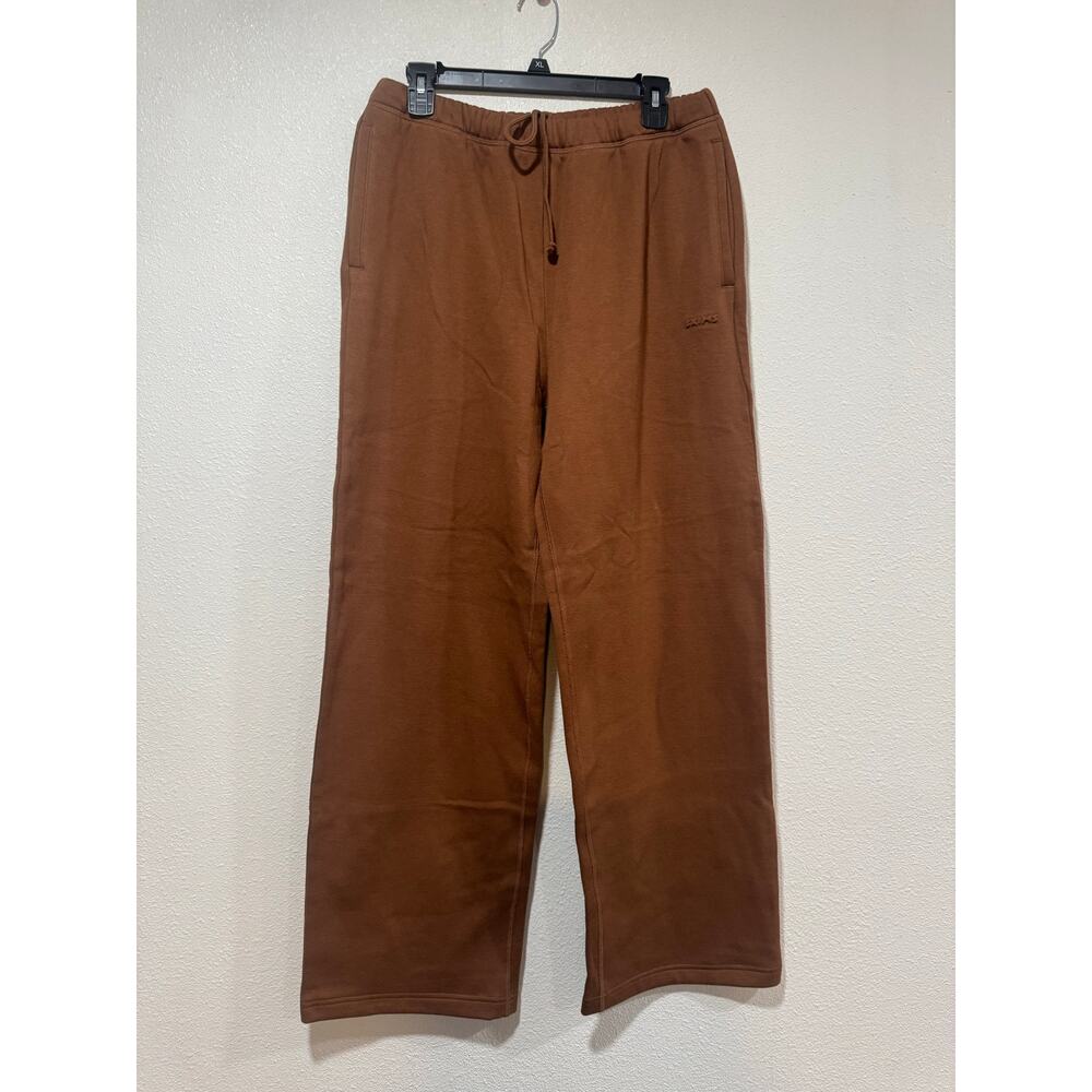 NWT SKIMS Cotton Fleece Straight Leg Pants Bison L Oversized Limited Edition - Picture 7 of 11